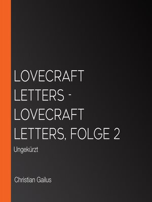 cover image of Lovecraft Letters--Lovecraft Letters, Folge 2